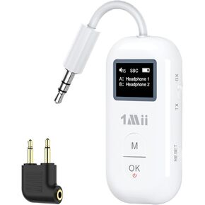 1Mii SafeFly Pro - Airplane Bluetooth Adapter for AirPods or Wireless Headphones, 3.5mm AUX Bluetooth Transmitter Receiver with Screen, Dual Link for Travel Flight, TV, Treadmill, Car/Home Stereo in Kuwait