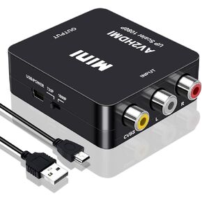 محول Vanjua RCA إلى HDMI، محول AV إلى HDMI، 1080P Mini RCA Composite CVBS محول صوت فيديو يدعم PAL/NTSC لمشغلات DVD TV/PC/PS2/PS3/STB/Xbox VHS/VCR/Blue-Ray in Saudi Arabia
