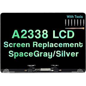 قطعة غيار شاشة XIMIELEC مقاس 13 بوصة لجهاز MacBook Pro M1 Retina A2338 2020 EMC 3578 MYD83 MYD92 MYDA2 MYDC2 LCD مجموعة شاشة كاملة (فضي)، فضي in Kuwait
