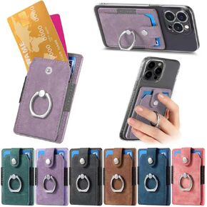 Card Holder for Phone Case,Ring Stand Stick on Phone Wallet,Ultra-Slim Self Adhesive,Credit Card Holder for Back of Phone,RFID Blocking Ring Pocket Wallet Stick on Most Smartphones(Purple) in Saudi Arabia