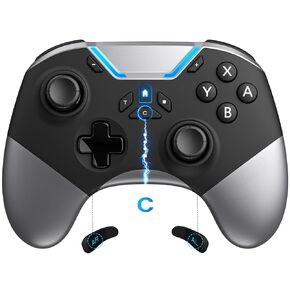 وحدة تحكم aghi Switch 2 مع تنبيه منزلي، وحدة تحكم لاسلكية Switch 2 Pro للتبديل 2/1/Lite/OLED مع حلقة ماكرو، عصا التحكم المضادة للانجراف بتأثير القاعة، زر C، HD Rumble، جيروسكوب 6 محاور، توربو in Kuwait
