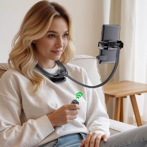 Tryone Neck Phone Holder for Bed: Hands-Free E-Reader Stand with Remote Page Turner for Reading, Flexible Gooseneck Mount for Kindle, iPhone, Perfect for Bed, Sofa & Travel in Saudi Arabia