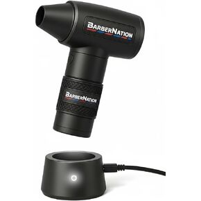 Cordless Air Duster for Barbers – BarberNation TurboJet 3.0 FadeBlaster, High Power Hair Blower, Charging Stand, 4 Speed Settings, All Metal Professional Barber Tool (Black) in Saudi Arabia