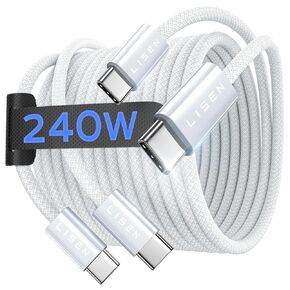 LISEN USB C to USB C Cable 240W C to C Cable Fast Charging,3M+3M/2 Pack/White in Kuwait