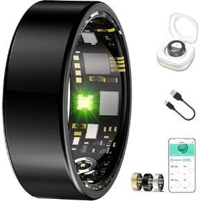 Smart Ring for Women & Men,Fitness Tracker with Heart Rate,Blood Oxygen,Blood Pressure,Sleep Monitoring, Step Counting,IP68 Waterproof,Silver 9# for iPhone and Android,No Subscription in Saudi Arabia