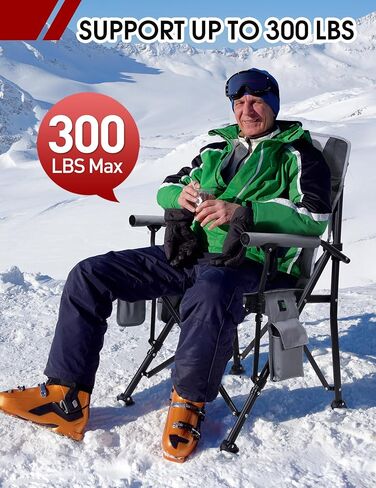 Docusvect Heated Camping Chair for Adults, Heats Back and Seat, 3 Heat Levels, Fully Padded Heated Folding Chair for Outdoor Sports with Cup Holder, Rich Pockets, Battery NOT Included in Saudi Arabia