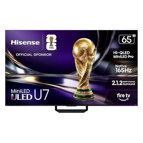 تلفزيون Hisense 65 بوصة U7 Mini-LED ULED 4K UHD أفضل تلفزيون ذكي للألعاب HDR Smart Fire (65U7SF، 2026 جديد) - Hi-QLED، 165 هرتز أصلي، VRR 330، Dolby Vision IQ · Atmos، IMAX Enhanced، مضاد للانعكاس، 2.1.2 قناة، Alexa+ in Kuwait