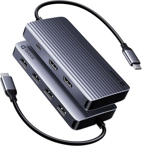 محطة إرساء QUUGE شاشة مزدوجة 2 HDMI، محور USB C 7 في 1 مع HDMI مزدوج 4K، شحن PD، 5 جيجابت في الثانية USB 3.0، 3 USB2.0، محطة إرساء USB C لأجهزة Dell XPS/HP/Lenovo/Surface/Yoga إلخ in Kuwait