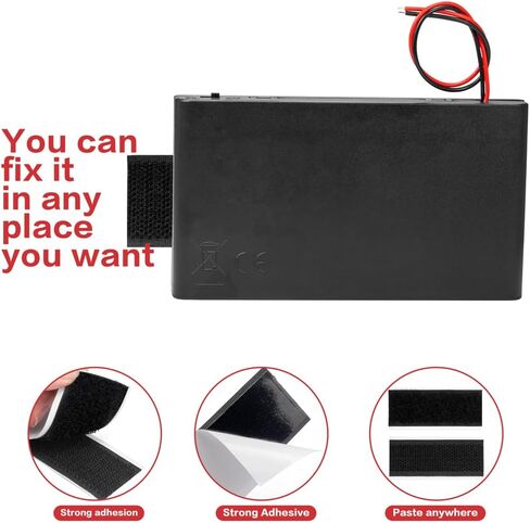 2PCS 12V (8 x 1.5V) 8AA Battery Holder Enclosures with Wire Leads and On/Off Switch Lid 12 Volt Battery Case with Hook Verclo and Solder Seal Wire Connectors in Saudi Arabia