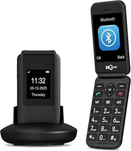 4G Flip Phone Unlocked for Senior,Basic Flip Phone for Seniors,2.8" +1.5 '' Dual Screen,SOS Button,Speed Dial,Large Fonts,Charging Dock,1400mAh Battery. (Black) in Saudi Arabia