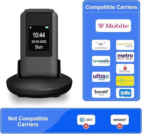4G Flip Phone Unlocked for Senior,Basic Flip Phone for Seniors,2.8" +1.5 '' Dual Screen,SOS Button,Speed Dial,Large Fonts,Charging Dock,1400mAh Battery. (Black) in Saudi Arabia