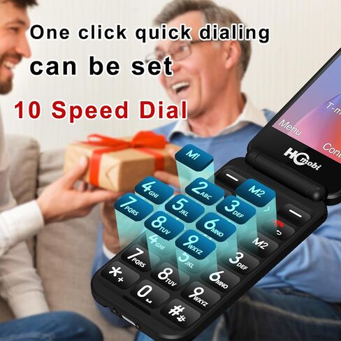 4G Flip Phone Unlocked for Senior,Basic Flip Phone for Seniors,2.8" +1.5 '' Dual Screen,SOS Button,Speed Dial,Large Fonts,Charging Dock,1400mAh Battery. (Black) in Saudi Arabia