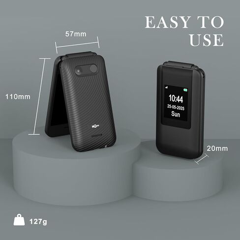 4G Flip Phone Unlocked for Senior,Basic Flip Phone for Seniors,2.8" +1.5 '' Dual Screen,SOS Button,Speed Dial,Large Fonts,Charging Dock,1400mAh Battery. (Black) in Saudi Arabia