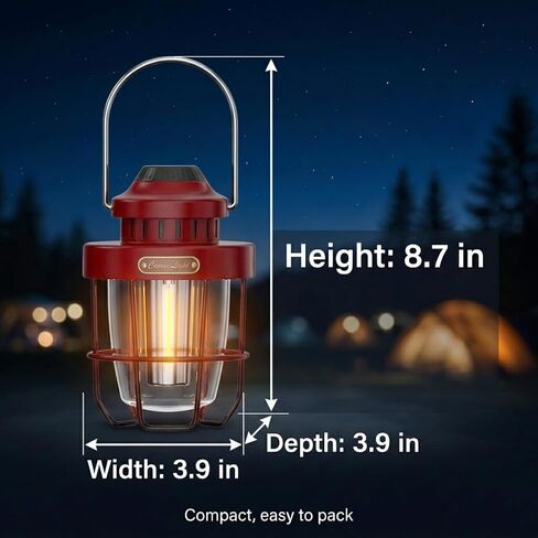 HOMY فانوس تخييم عتيق معدن ممتاز LED قابل لإعادة الشحن ضوء دافئ خافت للتخييم والفناء وديكور المنزل مصباح خيمة محمول عتيق in Kuwait