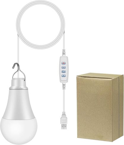 لمبة إضاءة LED USB 10 وات، تناسب معظم محطات الطاقة المحمولة والألواح الشمسية والبطارية القابلة لإعادة الشحن، فانوس خارجي مزود بخطاف وسلك بطول 3.3 قدم، معدات أساسية للتخييم/المشي لمسافات طويلة/انقطاع التيار الكهربائي، استخدام الشاحنة/الخيمة/المرآب in Saudi Arabia