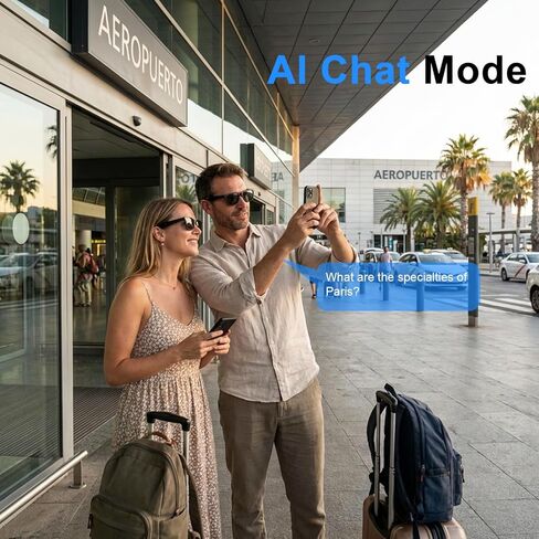 نظارات الذكاء الاصطناعي الكهروكرومية للرجال والنساء، نظارات بلوتوث ذكية مدعومة من ChatGPT، ترجمة فورية بالذكاء الاصطناعي مع 164 لغة، تشغيل الموسيقى، مكالمات بدون استخدام اليدين، نظارات شمسية للاستخدام اليومي، السفر in Kuwait
