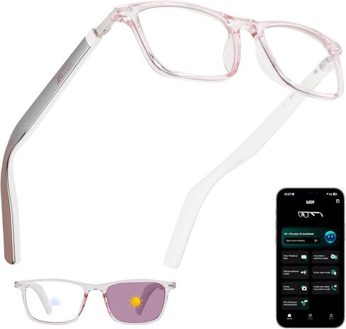 AI Glasses for Women, Bluetooth Glasses with 164 Languages Real-Time Translation, Color-Changing Lenses, Lightweight Thin Temples Free App, Stylish Wearable Tech Glass for Travel & Everyday Wear in Saudi Arabia