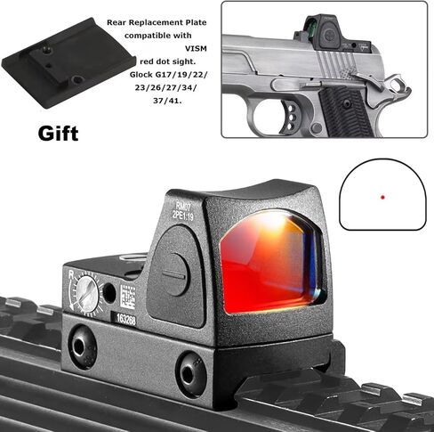 CNC-Machined Fiber Optic Set Front & Rear Handgun Sights for Glock Pistols Standard Models Tactical 20mm -Mini Red Dot Sight in Saudi Arabia