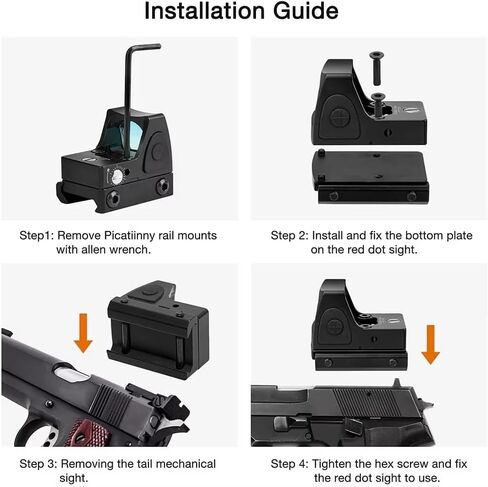 CNC-Machined Fiber Optic Set Front & Rear Handgun Sights for Glock Pistols Standard Models Tactical 20mm -Mini Red Dot Sight in Saudi Arabia