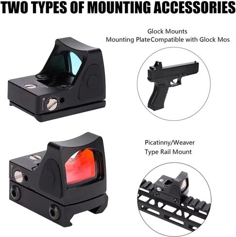 CNC-Machined Fiber Optic Set Front & Rear Handgun Sights for Glock Pistols Standard Models Tactical 20mm -Mini Red Dot Sight in Saudi Arabia