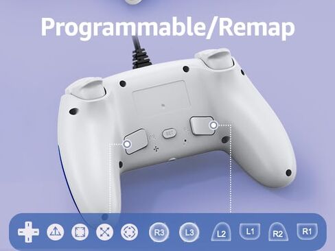 وحدة تحكم سلكية IWGAME لجهاز PS-5/PC، وحدة تحكم الألعاب مع اهتزاز مزدوج، قابلة للبرمجة/إعادة رسم خريطة/Turbo/RGB Light، مقبس سماعة رأس 3.5 مم in Kuwait