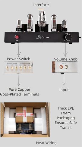 Oldchen EL34 Single-Ended Class A Tube Amplifier, Hand-Wired Point-to-Point HiFi Integrated Amplifier for Home Audio, Home Theatre Vacuum Tube Power Amplifier 10W, Black in Saudi Arabia