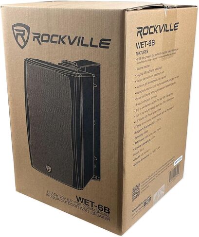 Rockville WET-6B Bundle: (12) 6.5" 50W RMS IP55 Black 70V Wall Speakers, Rock Matrix 4 Zone 70V Commercial Amplifier with Matrix Source Routing, for Restaurants, Offices, Cafes, Bars, 13-Items in Saudi Arabia
