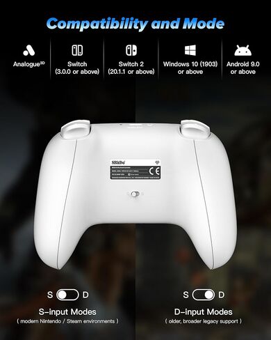 8Bitdo 64 Bluetooth Controller for Analogue 3D, Switch, Switch 2, Windows PC, and Android (White) in Saudi Arabia