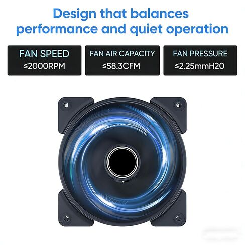 PC 120mm Case Fan 3-Pack, 2000RPM/58CFM Airflow 4-pin PWM, Low Noise Cooling Fans, Hydraulic HDB Bearing, ABITSY SF120 (Black) in Saudi Arabia