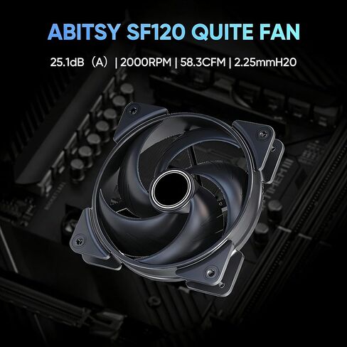 PC 120mm Case Fan 3-Pack, 2000RPM/58CFM Airflow 4-pin PWM, Low Noise Cooling Fans, Hydraulic HDB Bearing, ABITSY SF120 (Black) in Saudi Arabia