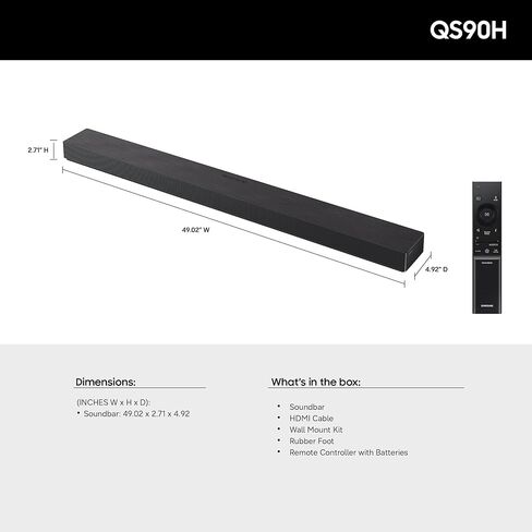 Samsung Q-Series Soundbar HW-QS90H 7.1.2ch All-in-One Soundbar w/Built-in Woofers, Wireless Dolby Atmos, Q-Symphony, Convertible Fit, SpaceFit Sound Pro, Game Mode Pro, Alexa Built-in (2026 Model) in Saudi Arabia