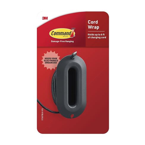Command Cord Wrap, 2 Units and 4 Medium Strips, Black, 1 Unit Holds up to 6 ft of Charding Cord, Great for Damage-Free Electronics Organization Under Desk or Wall Mount in Saudi Arabia