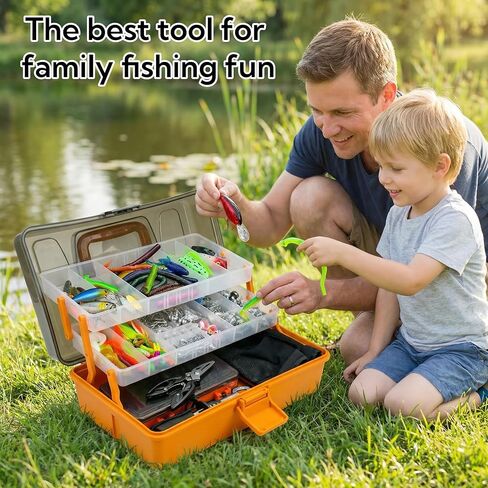 Large 3-Layer Tackle Box with Tackle Included, 421Pcs Fishing Lures Kit - Pliers, Crankbait, Hooks, Weights & Accessories - Freshwater Bass Fishing Bait Lure Gear and Equipment in Saudi Arabia