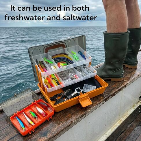 Large 3-Layer Tackle Box with Tackle Included, 421Pcs Fishing Lures Kit - Pliers, Crankbait, Hooks, Weights & Accessories - Freshwater Bass Fishing Bait Lure Gear and Equipment in Saudi Arabia
