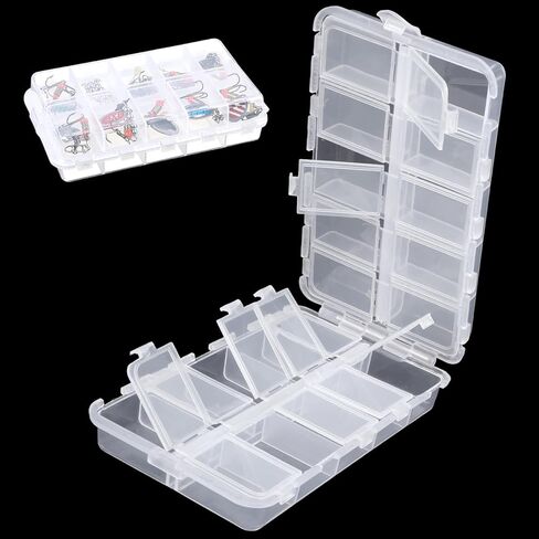Premium 20 Compartments Tackle Boxes Plastic Box Storage Organizer Clear Fishing Storage Box Waterproof Parts Organizer with Adjustable Dividers for Lure Container Craft Beads Jewelry in Saudi Arabia