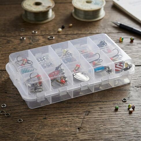 Premium 20 Compartments Tackle Boxes Plastic Box Storage Organizer Clear Fishing Storage Box Waterproof Parts Organizer with Adjustable Dividers for Lure Container Craft Beads Jewelry in Saudi Arabia