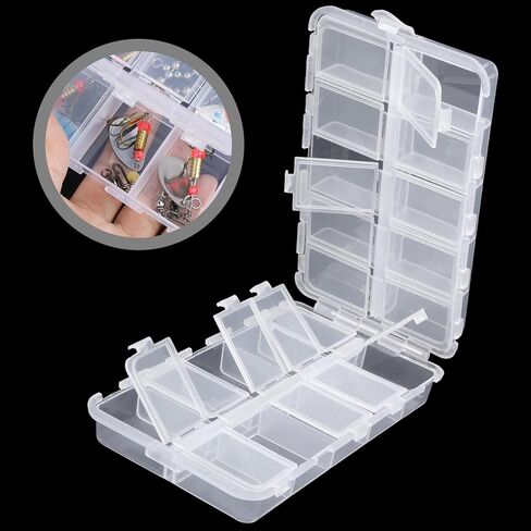 Premium 20 Compartments Tackle Boxes Plastic Box Storage Organizer Clear Fishing Storage Box Waterproof Parts Organizer with Adjustable Dividers for Lure Container Craft Beads Jewelry in Saudi Arabia