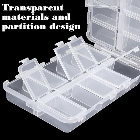 Premium 20 Compartments Tackle Boxes Plastic Box Storage Organizer Clear Fishing Storage Box Waterproof Parts Organizer with Adjustable Dividers for Lure Container Craft Beads Jewelry in Saudi Arabia