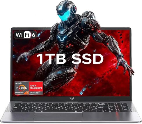 KAIGERR Light Gaming Laptop, 1TB NVMe SSD 16GB RAM Laptop Computer with AMD Ryzen 7 5825U(8C/16T, Up to 4.5GHz), 15.6inch Windows 11 Laptop, Radeon RX Vega 8 Graphics,WiFi 6 for Creative & Business in Saudi Arabia