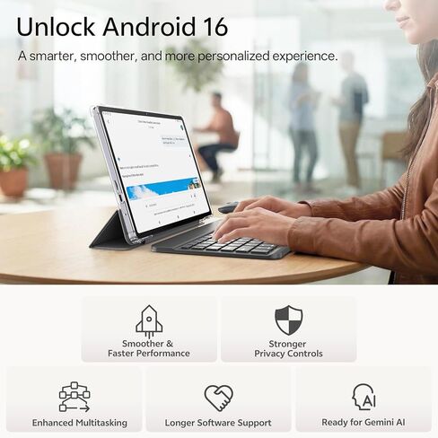 Android 16 Tablet with Keyboard, 11 Inch Tablet with Octa-Core & Gemini AI, 20GB RAM+128GB ROM (1TB Expandable), 13MP+8MP Dual Camera, 8800mAh, Wi-Fi 6, Widevine L1, 2-in-1 with Mouse & Stylus (Gray) in Saudi Arabia
