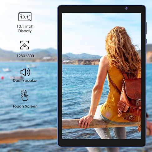 Tablet 10 inch, 32GB Storage, Quad-Core,HD IPS Screen,Dual Camera, WiFi, Bluetooth, Tablets with 6000mAh Battery, Type-C (Blue) in Saudi Arabia
