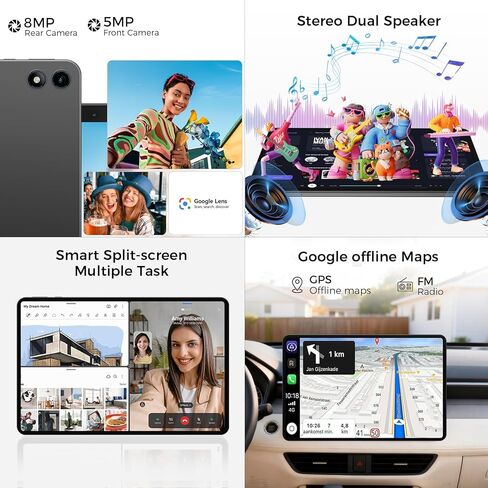 Android 16 Tablet,13.4 inch Large Tablet with Octa-Core Processor, 32GB RAM + 256GB ROM, 10000mAh Battery,1920x1200 IPS, 2.4/5Ghz Dual WiFi/5+8MP/GPS/Gemini AI/Widevine L1, Case Included in Saudi Arabia