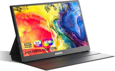 BENFEI Portable Monitor 15.6'', FHD 1080P HDMI USB-C Gaming Display, Ultra-Slim IPS HDR Screen w/Smart Cover & Speakers, Plug & Play External Monitor for Laptop PC Phones Tablet PS5/4 Xbox Switch in Saudi Arabia