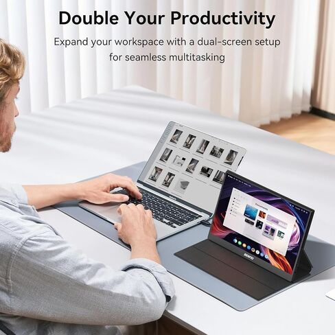 BENFEI Portable Monitor 15.6'', FHD 1080P HDMI USB-C Gaming Display, Ultra-Slim IPS HDR Screen w/Smart Cover & Speakers, Plug & Play External Monitor for Laptop PC Phones Tablet PS5/4 Xbox Switch in Saudi Arabia