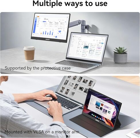 BENFEI Portable Monitor 15.6'', FHD 1080P HDMI USB-C Gaming Display, Ultra-Slim IPS HDR Screen w/Smart Cover & Speakers, Plug & Play External Monitor for Laptop PC Phones Tablet PS5/4 Xbox Switch in Saudi Arabia