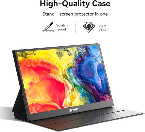 BENFEI Portable Monitor 15.6'', FHD 1080P HDMI USB-C Gaming Display, Ultra-Slim IPS HDR Screen w/Smart Cover & Speakers, Plug & Play External Monitor for Laptop PC Phones Tablet PS5/4 Xbox Switch in Saudi Arabia
