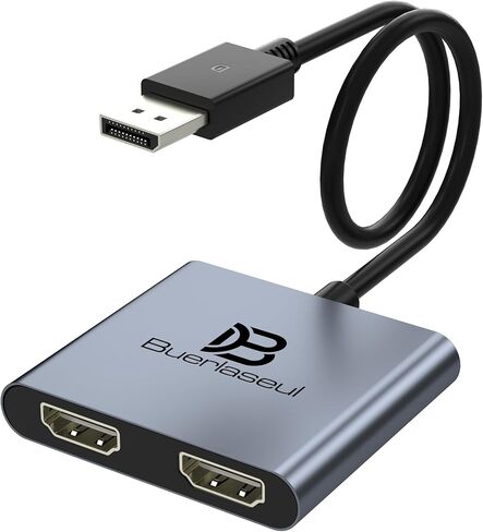 محول DisplayPort إلى HDMI مزدوج 4K@60 هرتز، مقسم DisplayPort لشاشات HDMI المزدوجة، يدعم محور العرض SST/MST الممتد، مقسم DP 1 في 2 للكمبيوتر الشخصي، سطح المكتب، بطاقة رسومات NVIDIA/AMD in Kuwait