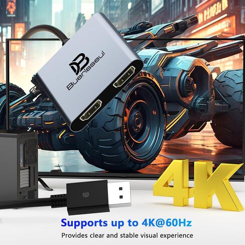 محول DisplayPort إلى HDMI مزدوج 4K@60 هرتز، مقسم DisplayPort لشاشات HDMI المزدوجة، يدعم محور العرض SST/MST الممتد، مقسم DP 1 في 2 للكمبيوتر الشخصي، سطح المكتب، بطاقة رسومات NVIDIA/AMD in Kuwait
