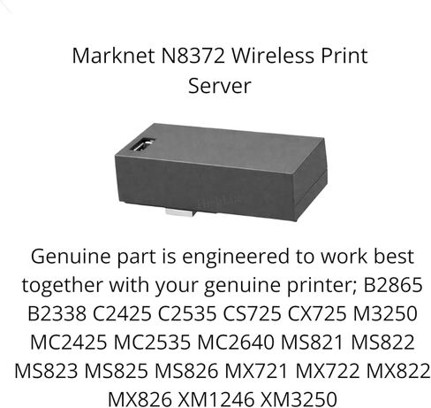 Lexmarks 27X6410 Marknet N8372 Wireless Print Server. for; B2865 B2338 C2425 C2535 CS725 CX725 M3250 MC2425 MC2535 MC2640 MS821 MS822 MS823 MS825 MS826 MX721 MX722 MX822 MX826 XM1246 XM3250 in Saudi Arabia