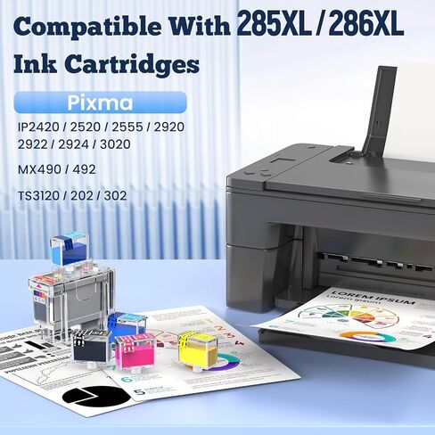 خادم طباعة USB لاسلكي ومجموعة إعادة تعبئة الحبر 285 286 لخراطيش الحبر Canon 285XL 286XL لأجهزة الكمبيوتر المتعددة ومجموعة إعادة تعبئة الحبر عالية الإنتاجية المتوافقة مع PIXMA MG2522 MG2920 TS3122 MX492 in Kuwait